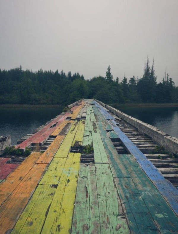 "Abandoned bridge, Vancouver Island"