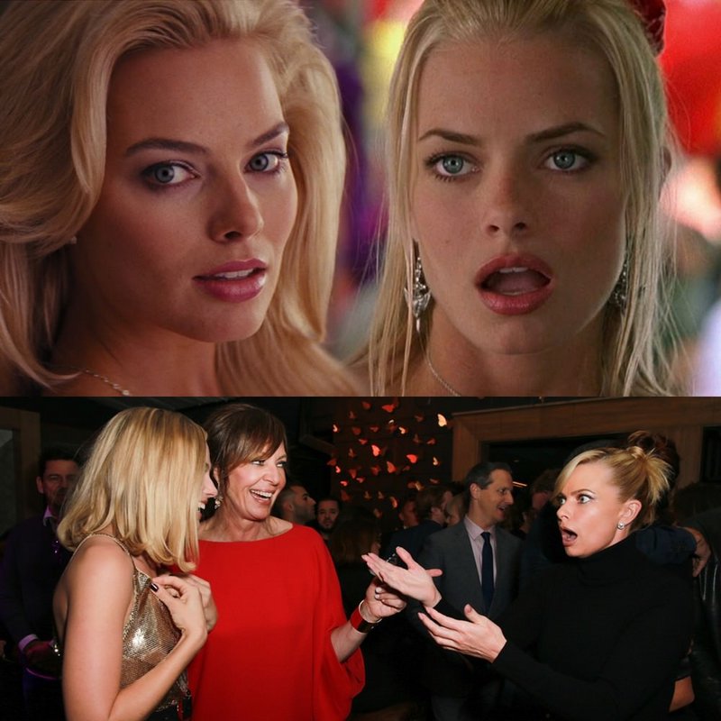 Margot Robbie meets her doppelganger, Jaime Pressly, for the first time