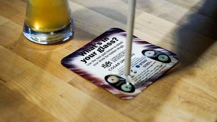 Drink coasters that detect date rape drugs