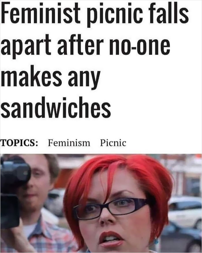 angry feminist meme - Feminist picnic falls apart after noone makes any sandwiches Topics Feminism Picnic