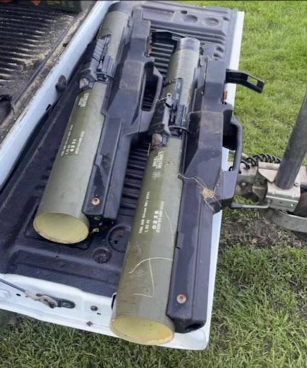 Pair of Rocket launcher looking tube devices found in woodland near Dewsbury, UK.

A: So thats a LAW 80 light Anti tank Tube..