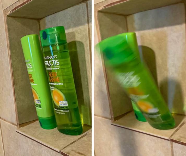 “The shelf in my shower is at an angle and nothing stays put in it.”