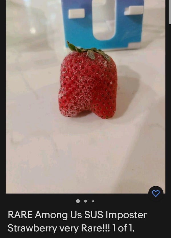 strawberry - Rare Among Us Sus Imposter Strawberry very Rare!!! 1 of 1.