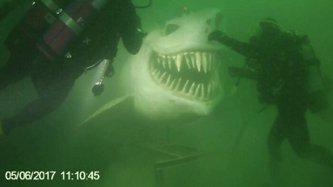 creepy photos - nightmare fuel - shark statue underwater - im 05062017 45