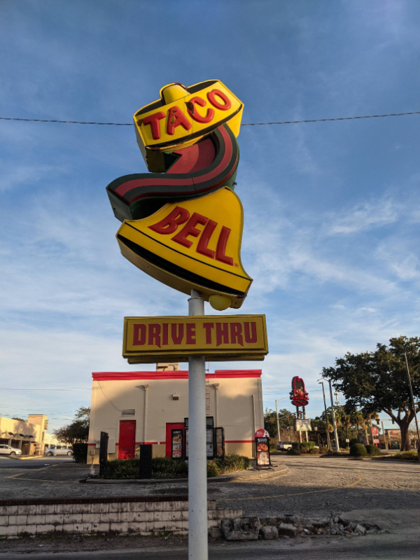 “Found this old taco bell sign in Georgia.”