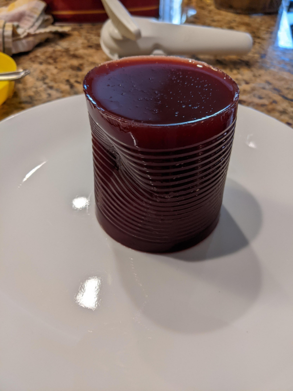 “Our cranberry jelly has a dent.”