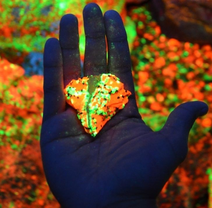 “Glowing minerals in a cave in China.”