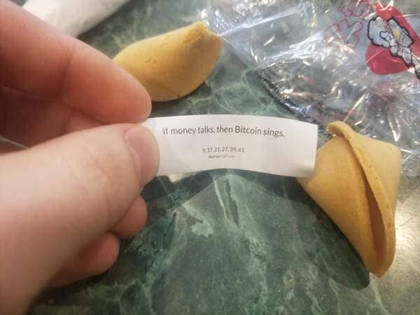 My fortune cookie is just an ad for Bitcoin.