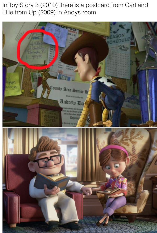 movie details - up carl and ellie - In Toy Story 3 2010 there is a postcard from Carl and Ellie from Up 2009 in Andys room Season Schedule County arab andrew Da