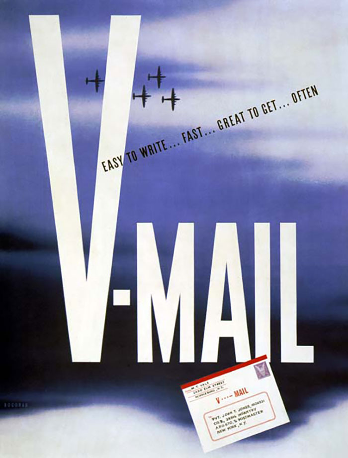 During WW II the US Army was aware that mail to soldiers was critical for morale, but overwhelmed with the volume and space it took to ship. So the resuscitated a British/Eastman Kodak method where every letter was photographed, and the film was shipped, then printed. It was called V Mail.