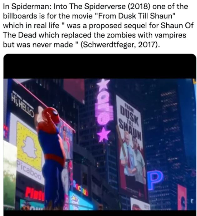 movie easter eggs - spiderman into the spider verse times square - In Spiderman Into The Spiderverse 2018 one of the billboards is for the movie