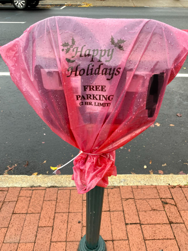 cool things - Happy Holidays Free Parking Hr. Limit