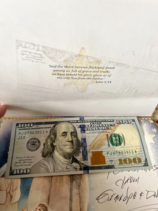 cool things - 100 us dollar - "And the Word became flesh and dwelt among us, full of grace and truth; we have beheld his glory, glory as of the only Son from the Father." John . 100. One Hendes Dollar 100 Tvnedsats Yofamerica Federal Resiceves Note Teles 