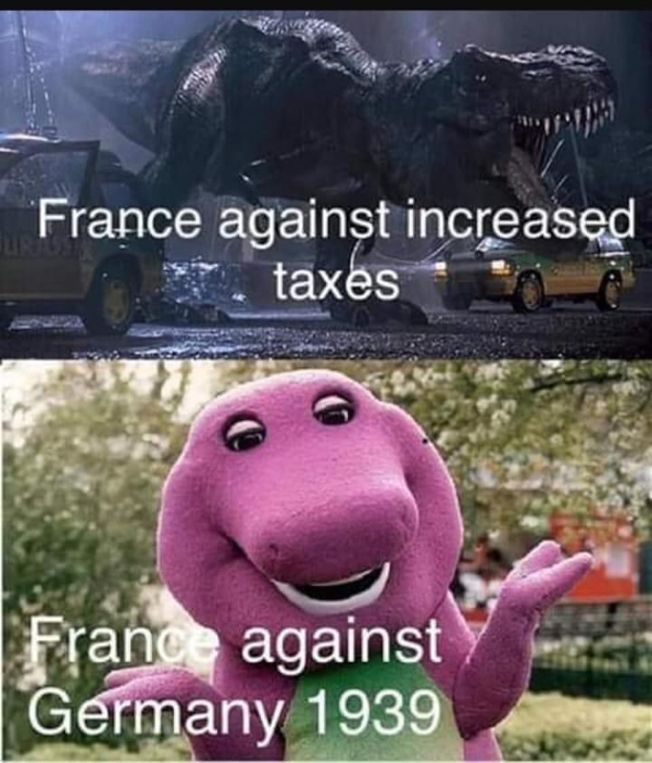 barney the dinosaur pokemon card - France against increased taxes France against Germany 1939