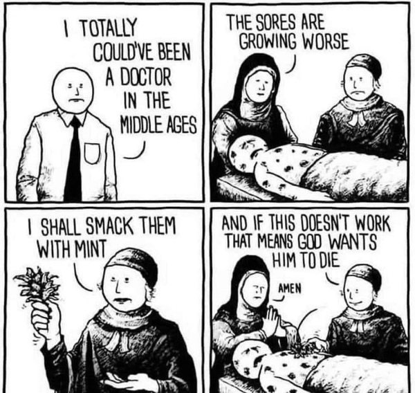 doctor middle ages meme - The Sores Are Growing Worse | Totally Could'Ve Been A Doctor In The Middle Ages | Shall Smack Them With Mint And If This Doesn'T Work That Means God Wants Him To Die Amen