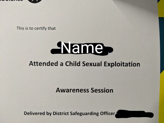 material - This is to certify that Name Attended a Child Sexual Exploitation Awareness Session Delivered by District Safeguarding Officer