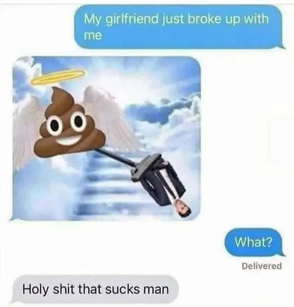 iphone poop emoticon - My girlfriend just broke up with me What? Delivered Holy shit that sucks man