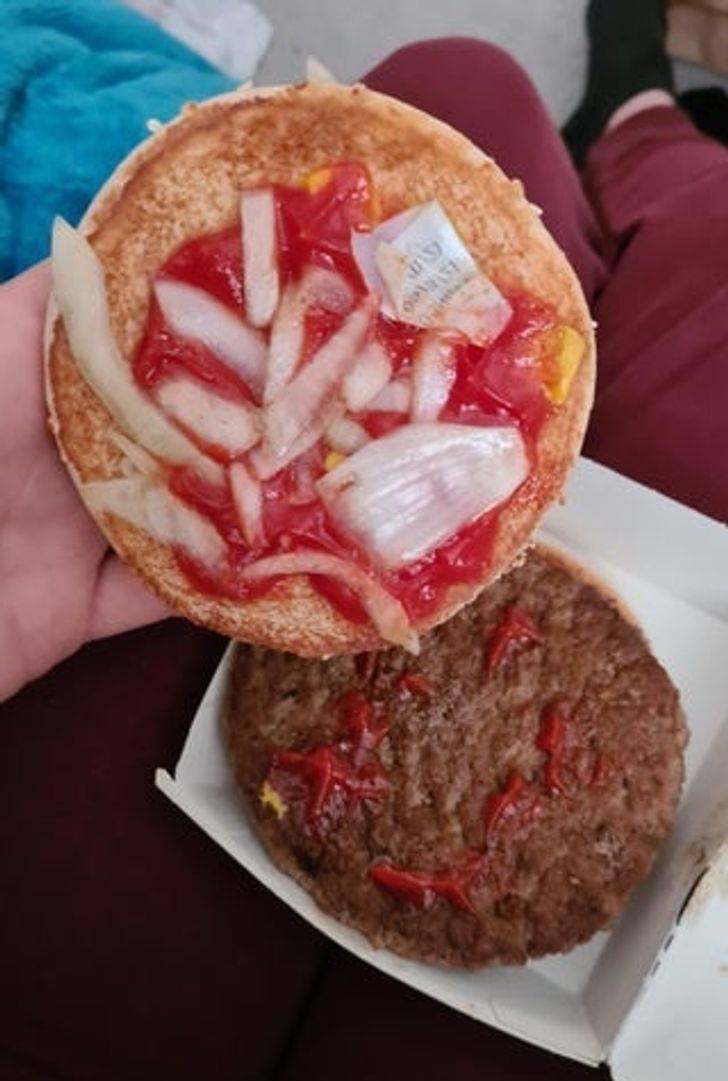 “Found a label in my burger.”