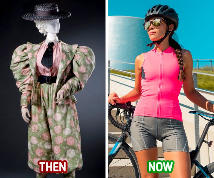 cyclist woman - Then Now