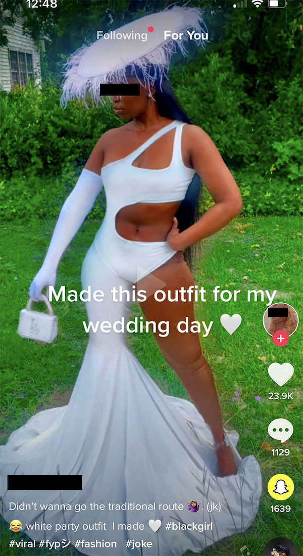 trashy wedding - shoulder - ing For You Made this outfit for my wedding day ... 1129 1639 Didn't wanna go the traditional route jk white party outfit I made >
