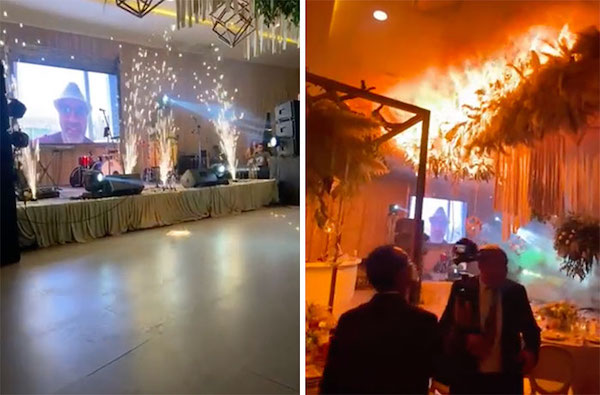 trashy wedding - wedding reception fire