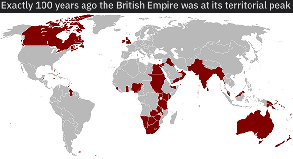 charts and infographs- english empire - Exactly 100 years ago the British Empire was at its territorial peak