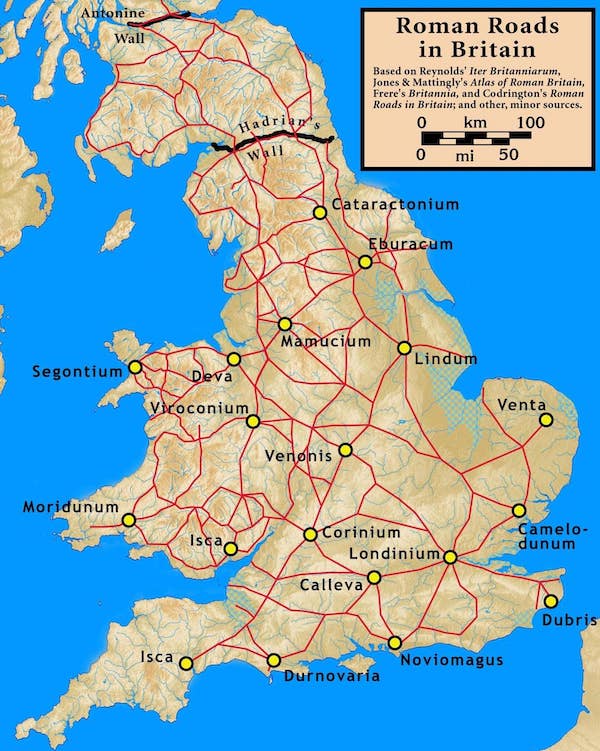 charts and infographs- roman roads in britain - Antonine Wall Roman Roads in Britain Based on Reynolds' Iter Britanniarum, Jones & Mattingly's Atlas of Roman Britain, Frere's Britannia, and Codrington's Roman Roads in Britain, and other, minor sources. 0 