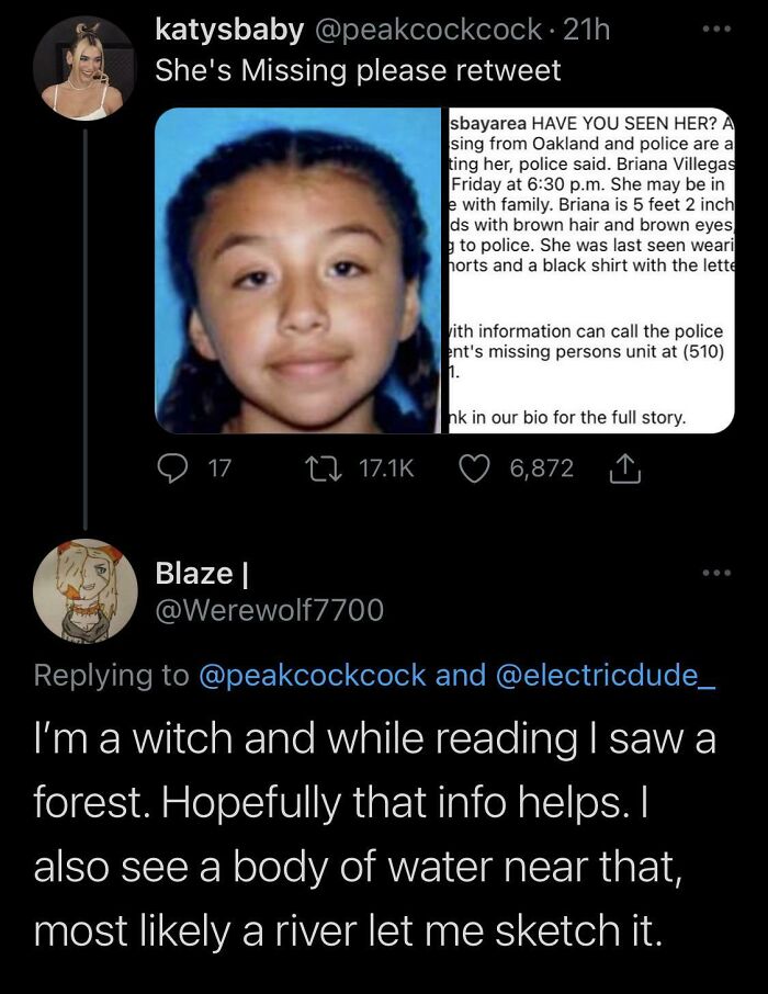 cringe pics - witch detective - katysbaby 21h She's Missing please retweet sbayarea Have You Seen Her? A sing from Oakland and police are a ting her, police said. Briana Villegas Friday at p.m. She may be in e with family. Briana is 5 feet 2 inch ds with 