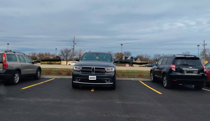 "Black Friday. No spaces to park. He saw me taking the pic, flipped me off and called me Karen."