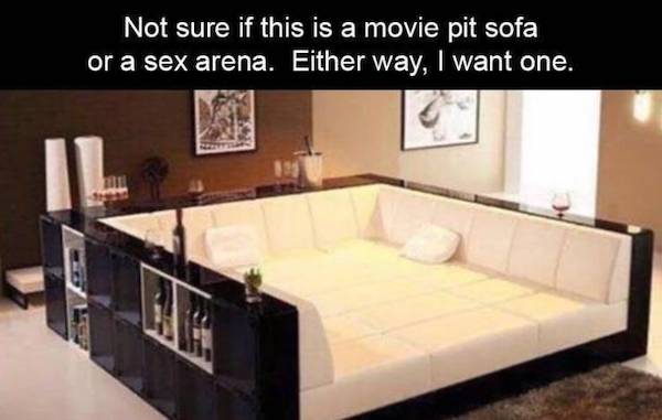 king size bed couch - Not sure if this is a movie pit sofa or a sex arena. Either way, I want one.