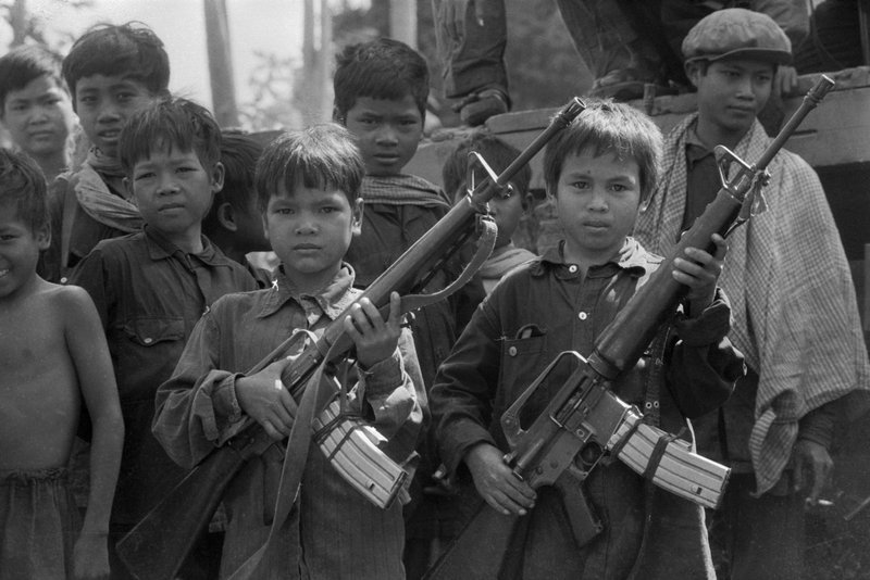 Khmer Rouge child soldiers with M16 rifles – Cambodia 1979