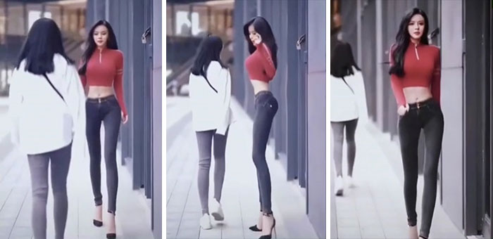 skinny girl walking sideways meme - M