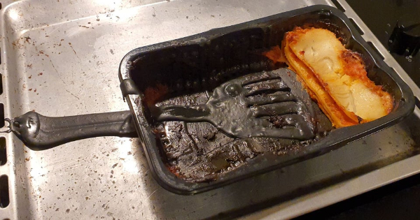 “Forgot my plastic spatula in the oven while heating up my lasagna.”