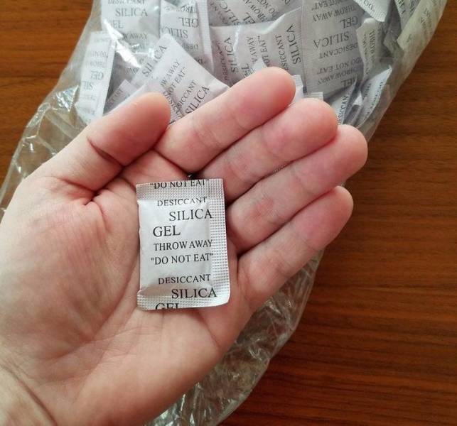 "It turns out that silica gel packets aren’t poisonous. They are labeled “do not eat” because they are a choking hazard."