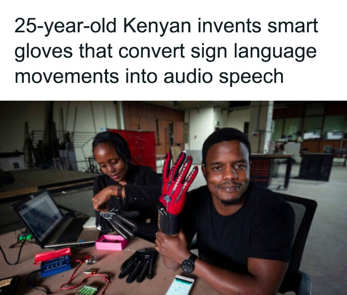clever designs - roy allela - 25yearold Kenyan invents smart gloves that convert sign language movements into audio speech