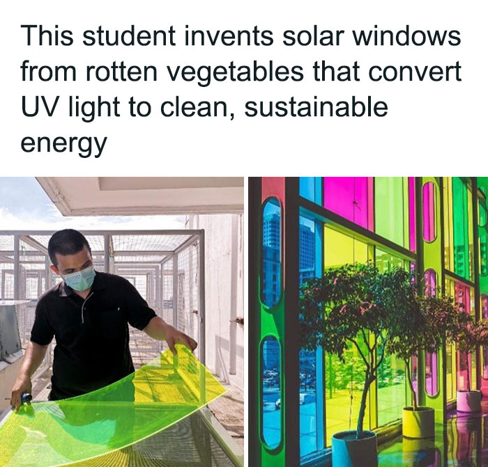 clever designs - energy ratings - This student invents solar windows from rotten vegetables that convert Uv light to clean, sustainable energy
