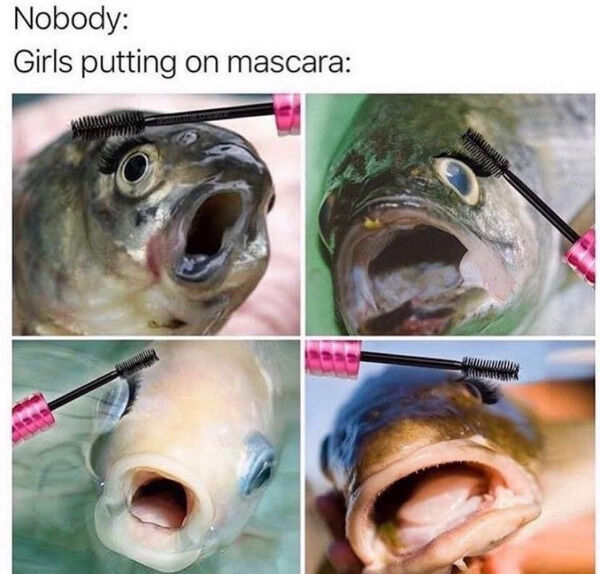 unlucky people - funny fails - fish putting on mascara - Nobody Girls putting on mascara