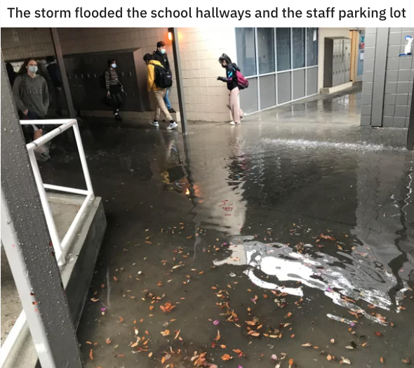 unlucky people - funny fails - water - The storm flooded the school hallways and the staff parking lot