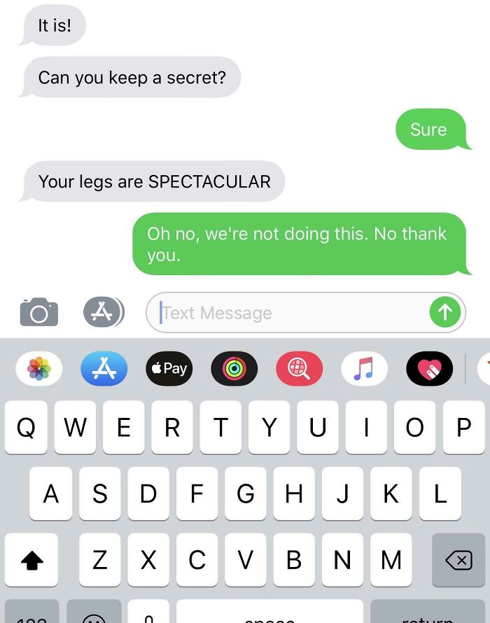 bad people - christmas - vsco boyfriend - It is! Can you keep a secret? Sure Your legs are Spectacular Oh no, we're not doing this. No thank you. Text Message A Pay Qwertyuiop Asdfghjkl z Xcvbnm Ana E n rotur