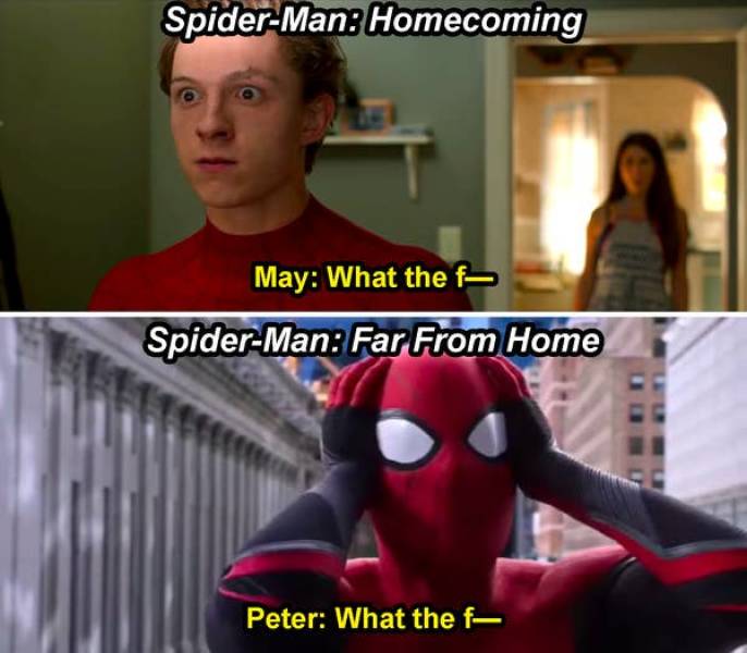spider man tom holland - SpiderMan Homecoming May What the f SpiderMan Far From Home Peter What the f