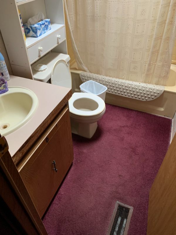 “It finally happened to me. I found a carpeted bathroom.”