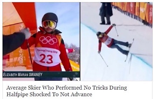 wild headlines - ski pole - heongChang 20 19 2018 23 Elizabeth Marian Swaney Average Skier Who Performed No Tricks During Halfpipe Shocked To Not Advance