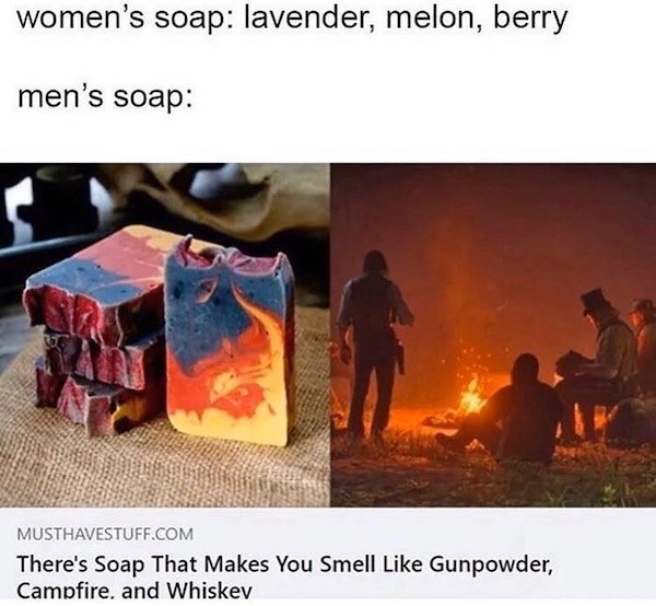 wild headlines - gunpowder campfire and whiskey soap - women's soap lavender, melon, berry men's soap Musthavestuff.Com There's Soap That Makes You Smell Gunpowder, Campfire, and Whiskey