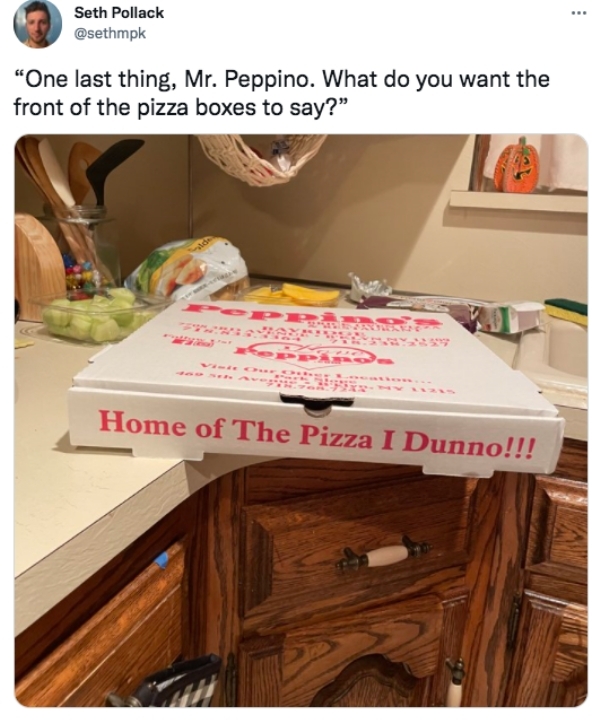 best tweets 2021 -peppinos pizza box - ... Seth Pollack