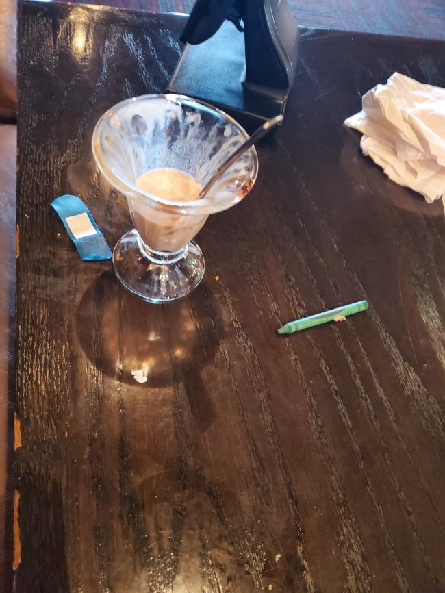 This person who obviously didn’t care what they left on the table for their server to clean up.