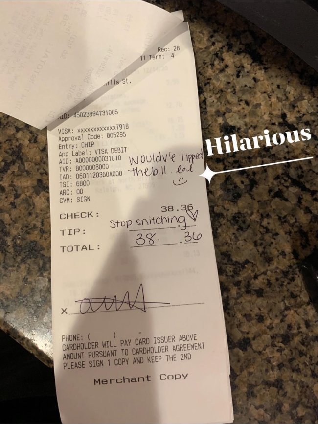 These people who not only didn’t tip, they also left a snarky message because their server didn’t want to break the law.