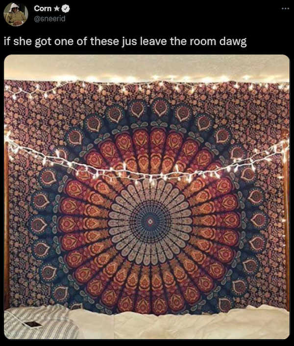 mandala sheet for wall - Corn if she got one of these jus leave the room dawg