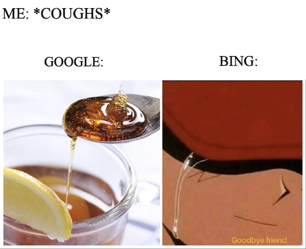 bing and google memes - Me Coughs Google Bing Goodbye friend