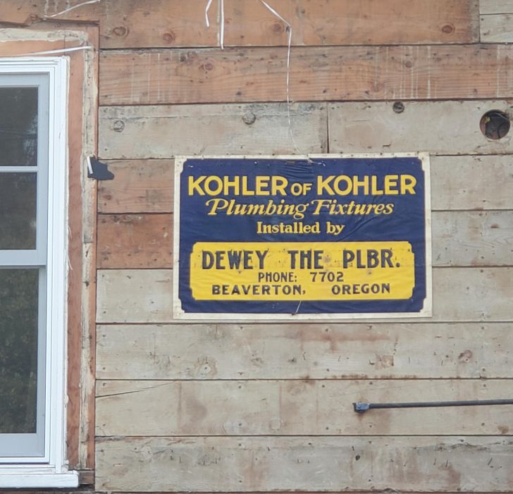 found treasures  - wall - Kohler Of Kohler Plumbing Fixtures Installed by Dewey The Plbr. Phone 7702 Beaverton, Oregon