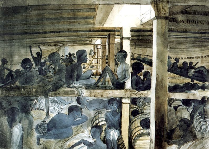 A british seaofficers painting in the 1700s, one of the few real pictures of how a slaveship looked
